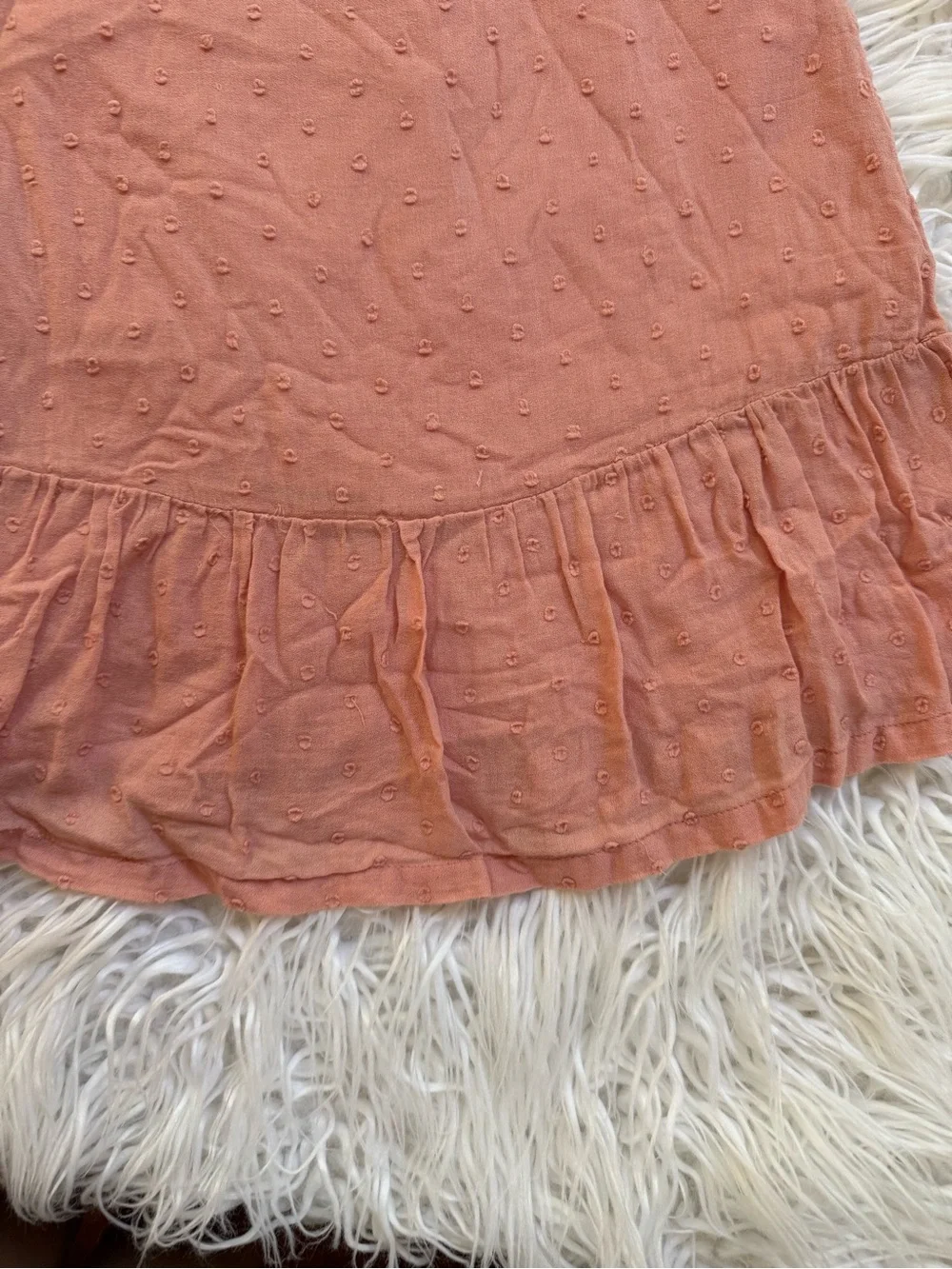 Old Navy Girls' Rose Pink Swiss Dot Ruffle Hem Dress Top